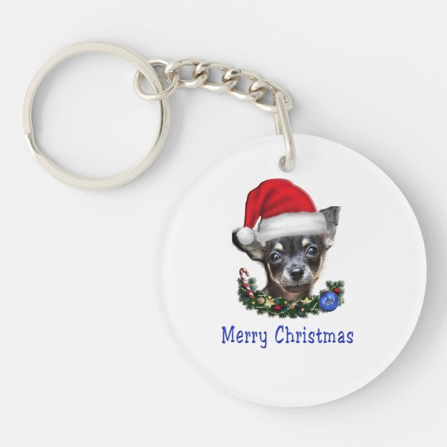 Chihuahua christmas  key ring (Front)