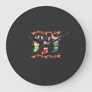 Chihuahua Christmas Lights Funny Xmas Dog Lover Es Large Clock