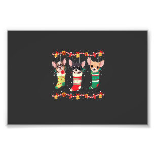 Chihuahua Christmas Lights Funny Xmas Dog Lover Es Photo Print