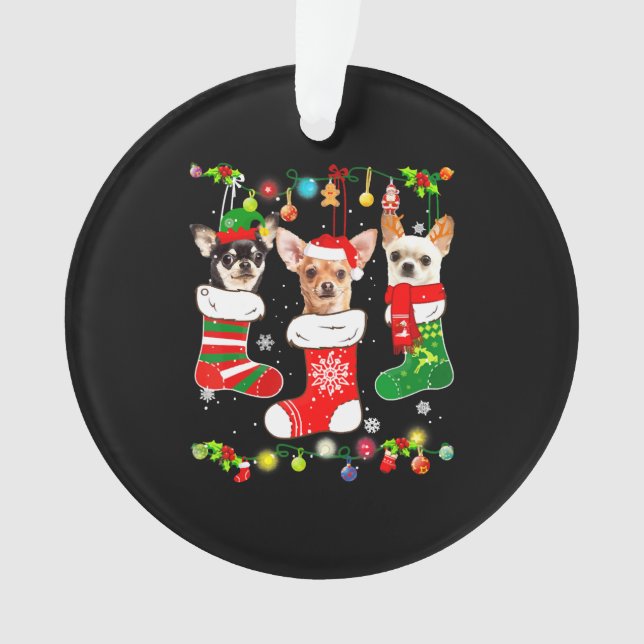 Chihuahua Christmas Lights Ornament (Front)