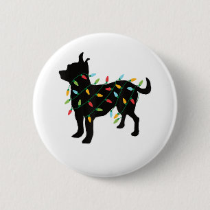 Chihuahua Christmas Lights Xmas Gift for Dog Lover 6 Cm Round Badge