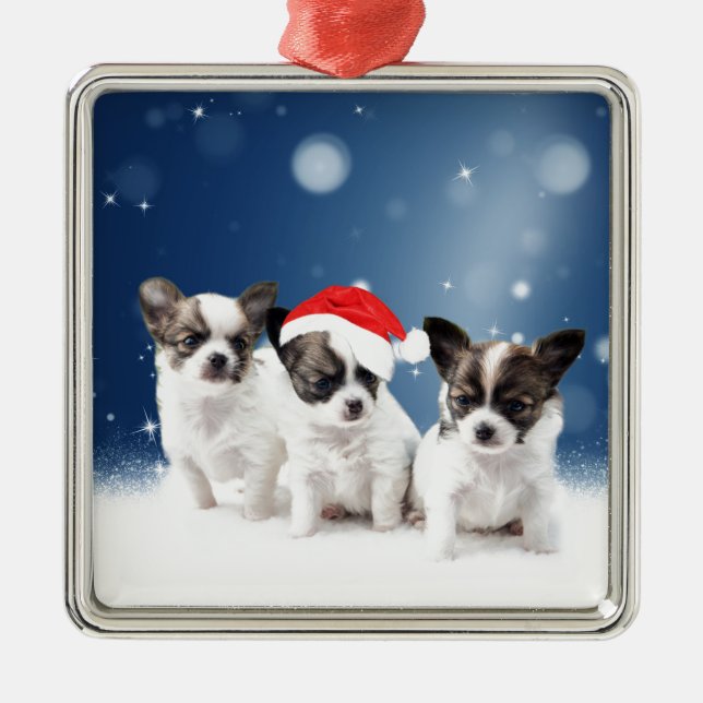 Chihuahua Christmas Metal Tree Decoration (Front)