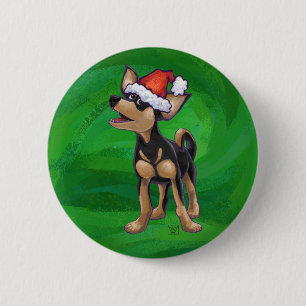 Chihuahua Christmas On Green 6 Cm Round Badge
