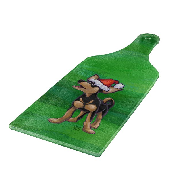 Chihuahua Christmas On Green Cutting Board (Corner)