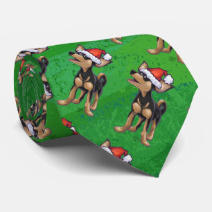 Chihuahua Christmas On Green Tie