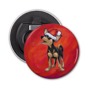 Chihuahua Christmas On Red Bottle Opener