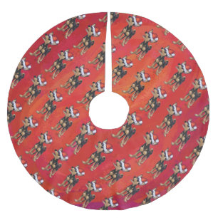 Chihuahua Christmas On Red Brushed Polyester Tree Skirt