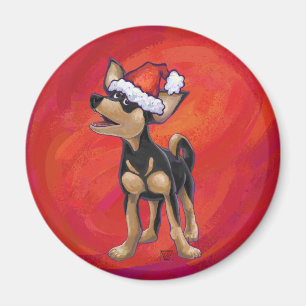 Chihuahua Christmas On Red Magnet