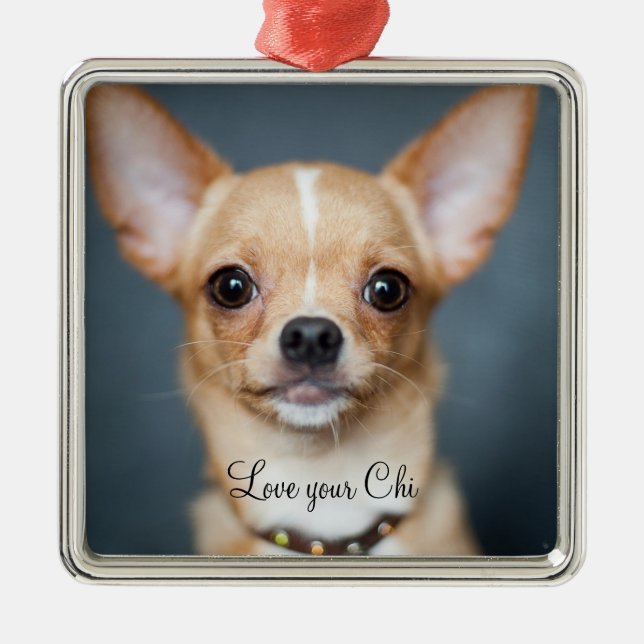 Chihuahua Christmas Ornament Metal Add Photo (Front)