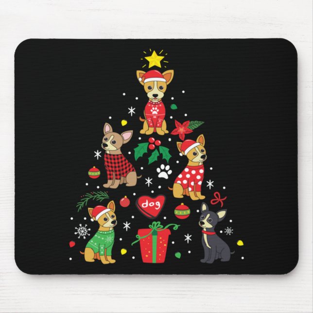 Chihuahua Christmas Ornament Tree Mouse Pad (Front)