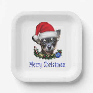 Chihuahua christmas  paper plate