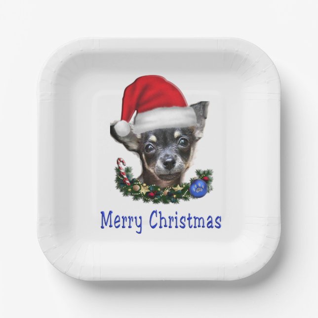 Chihuahua christmas  paper plate (Front)