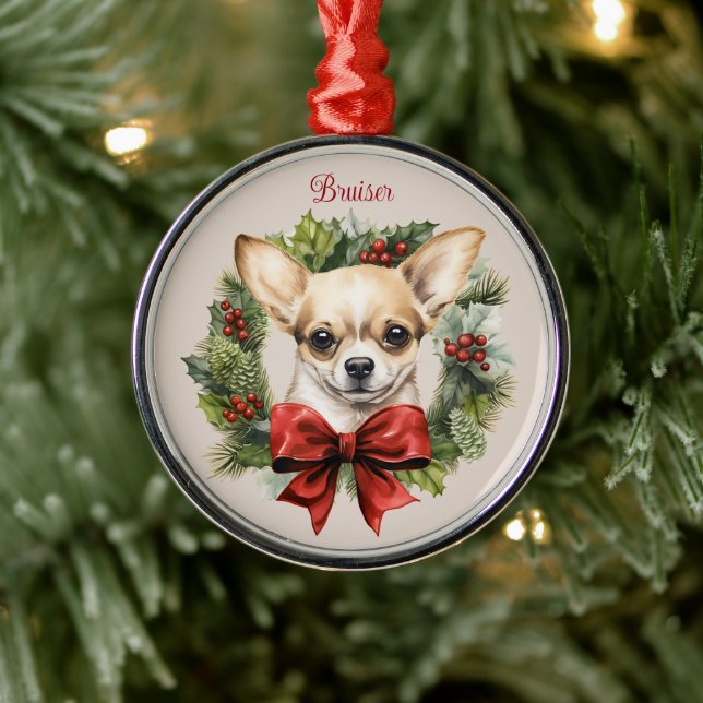 Chihuahua Christmas Pet Memorial Dog Breed Metal Tree Decoration (Tree)