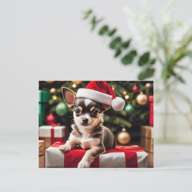 Chihuahua Christmas Puppy Postcard (Standing Front)
