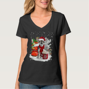 Chihuahua Christmas Santa Hat Eggnog T-Shirt