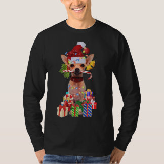 chihuahua Christmas Santa Hat Xmas Lights chihuahu T-Shirt
