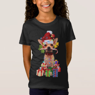 chihuahua Christmas Santa Hat Xmas Lights chihuahu T-Shirt