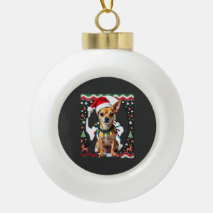 Chihuahua Christmas Santa Ugly Sweater Dog Lover X Ceramic Ball Christmas Ornament