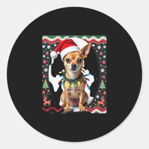 Chihuahua Christmas Santa Ugly Sweater Dog Lover X Classic Round Sticker