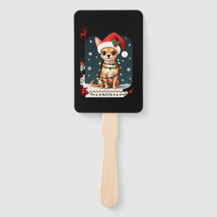 Chihuahua Christmas Santa Ugly Sweater Dog Lover X Hand Fan