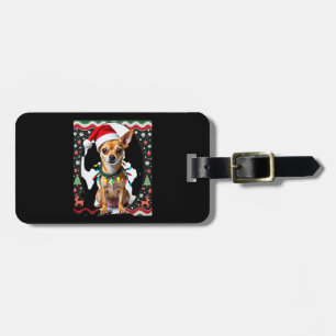 Chihuahua Christmas Santa Ugly Sweater Dog Lover X Luggage Tag