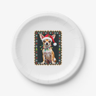 Chihuahua Christmas Santa Ugly Sweater Dog Lover X Paper Plate