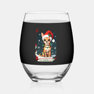 Chihuahua Christmas Santa Ugly Sweater Dog Lover X Stemless Wine Glass