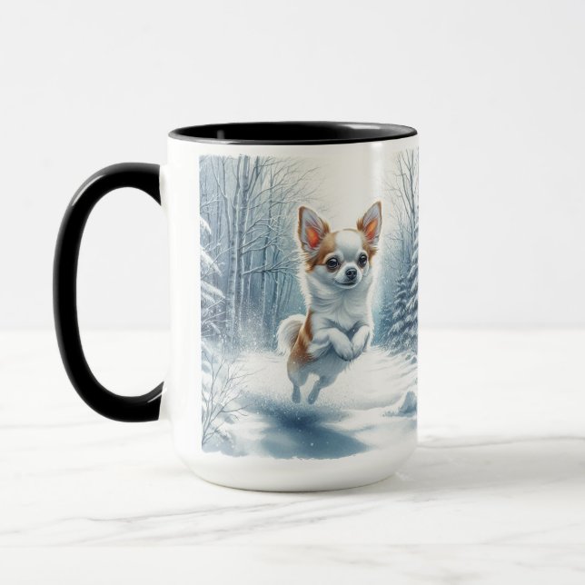 Chihuahua Christmas Snow Coffee Mug (Left)