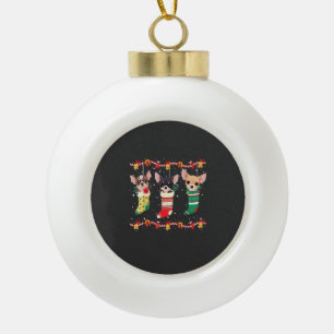 Chihuahua Christmas Socks Lights Funny Xmas Dog Lo Ceramic Ball Christmas Ornament