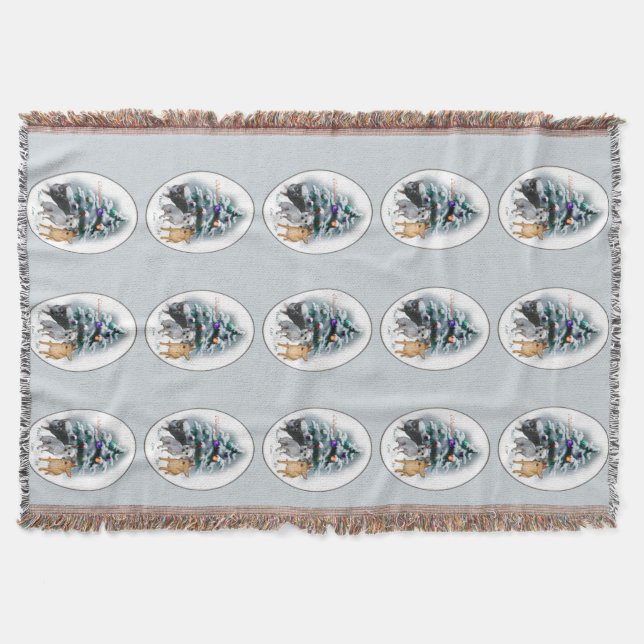 Chihuahua Christmas Throw Blanket (Front)