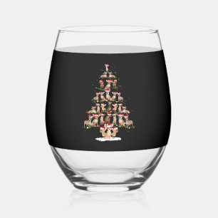 Chihuahua Christmas Tree Funny Tee Xmas Chihuahua  Stemless Wine Glass