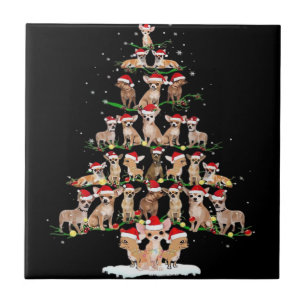Chihuahua Christmas Tree Funny Tee Xmas Chihuahua Tile