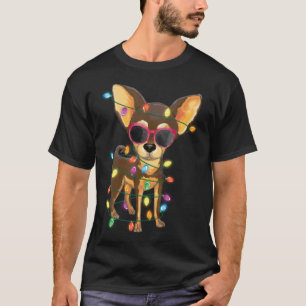 Chihuahua Christmas Tree Lights Dog Mum Dad Xmas C T-Shirt