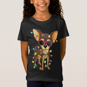 Chihuahua Christmas Tree Lights Dog Mum Dad Xmas C T-Shirt