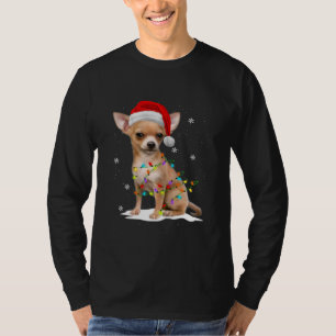 Chihuahua Christmas Tree Lights With Snow Xmas  T-Shirt