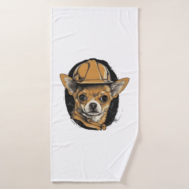 Chihuahua  Construction Worker  Construction   Bath Towel (Bath Towel)