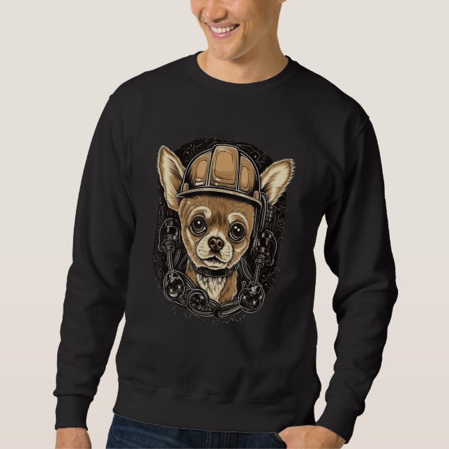 Chihuahua Construction Worker Construction Excavat Sweatshirt (Front)