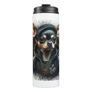 Chihuahua Cool Dog Rap Hip-Hop Gangster Thermal Tumbler