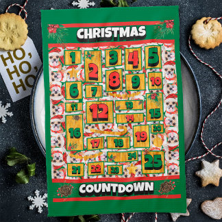 Chihuahua Countdown Christmas Advent Calendar Dog Tea Towel