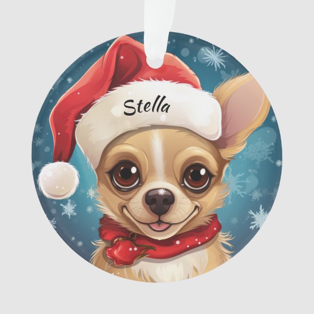 Chihuahua Custom Christmas Ornament (Front)