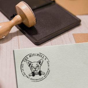Chihuahua Custom Family Return Address    Rubber Stamp