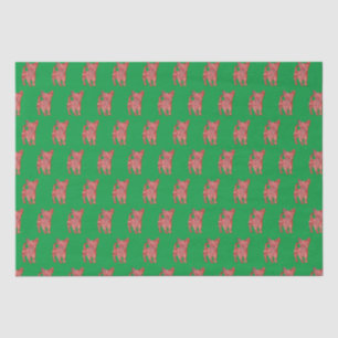 Chihuahua Cute Christmas Dog Silhouette Green Tissue Paper