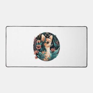 Chihuahua Cute Dog Beautiful Flowers Girl Desk Mat