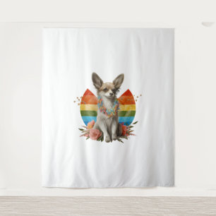 Chihuahua Cute Dog Beautiful Flowers Girl Tapestry