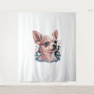 Chihuahua Cute Dog Beautiful Flowers Girl Tapestry