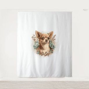 Chihuahua Cute Dog Beautiful Flowers Girl Tapestry