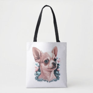Chihuahua Cute Dog Beautiful Flowers Girl Tote Bag