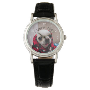 Chihuahua cute wuff you love Valentines w numbers Watch