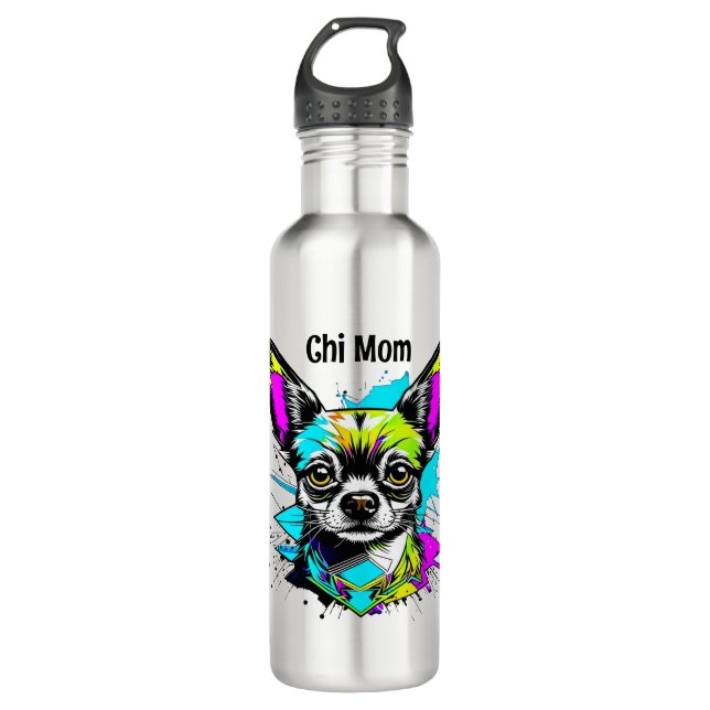 Chihuahua Cyberpunk style Art Chi Mum 710 Ml Water Bottle (Front)