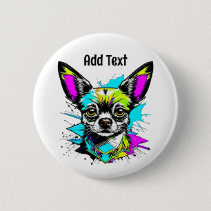 Chihuahua Cyberpunk style Art Personalised 6 Cm Round Badge
